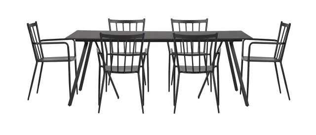 Envy Gartenmöbel-Set 6 Personen 200 cm schwarz stapelbar