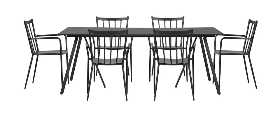 Envy Gartenmöbel-Set 6 Personen 200 cm schwarz stapelbar