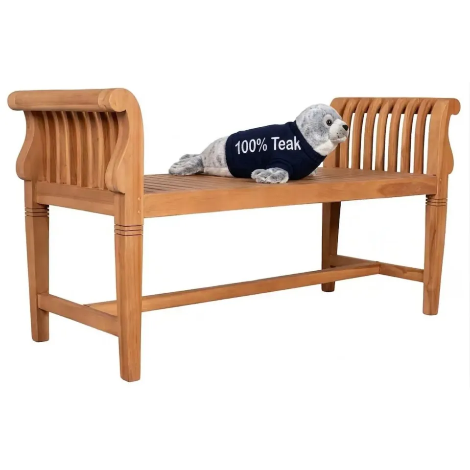 MR.DEKO Wigan Gartenbank 2-Sitzer 130 cm Teak wetterfest