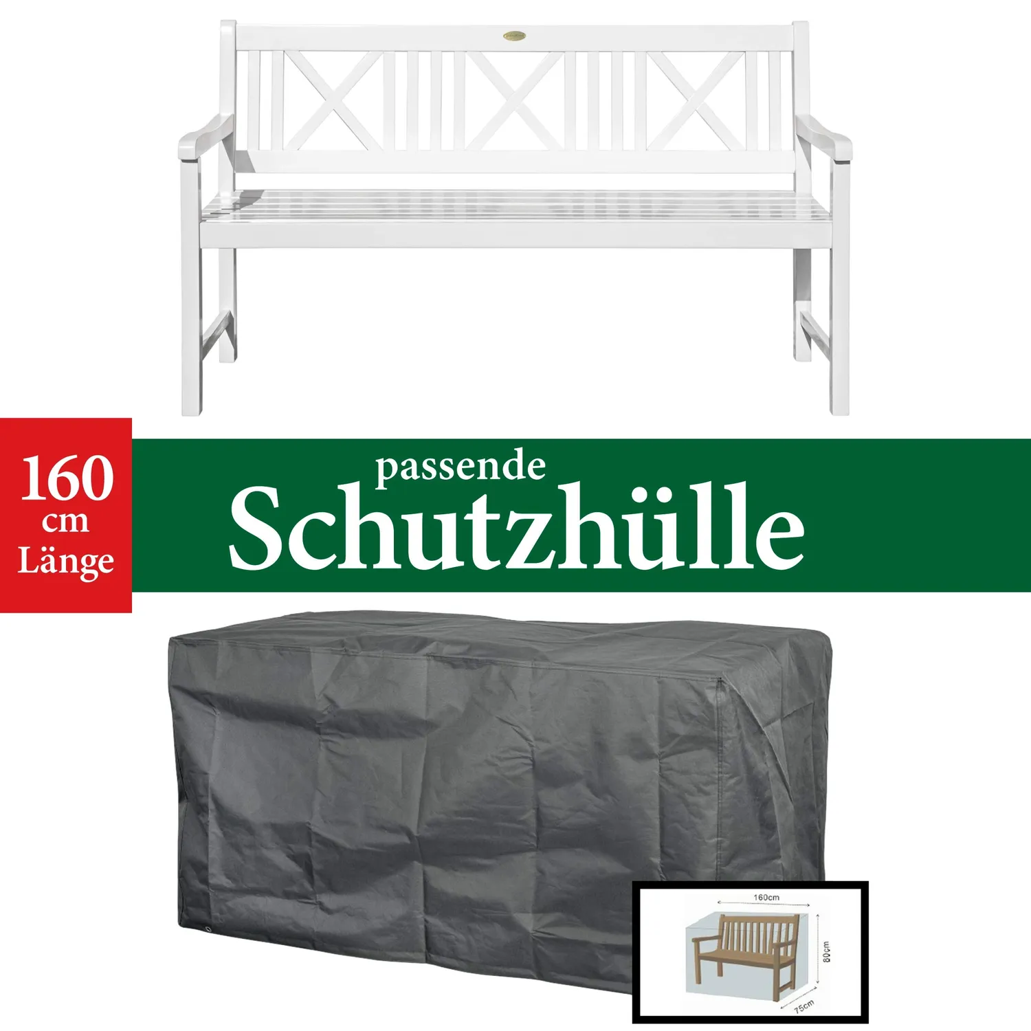 Garden Pleasure Lübeck 3-Sitzer Gartenbank Weiß Washed 160 cm