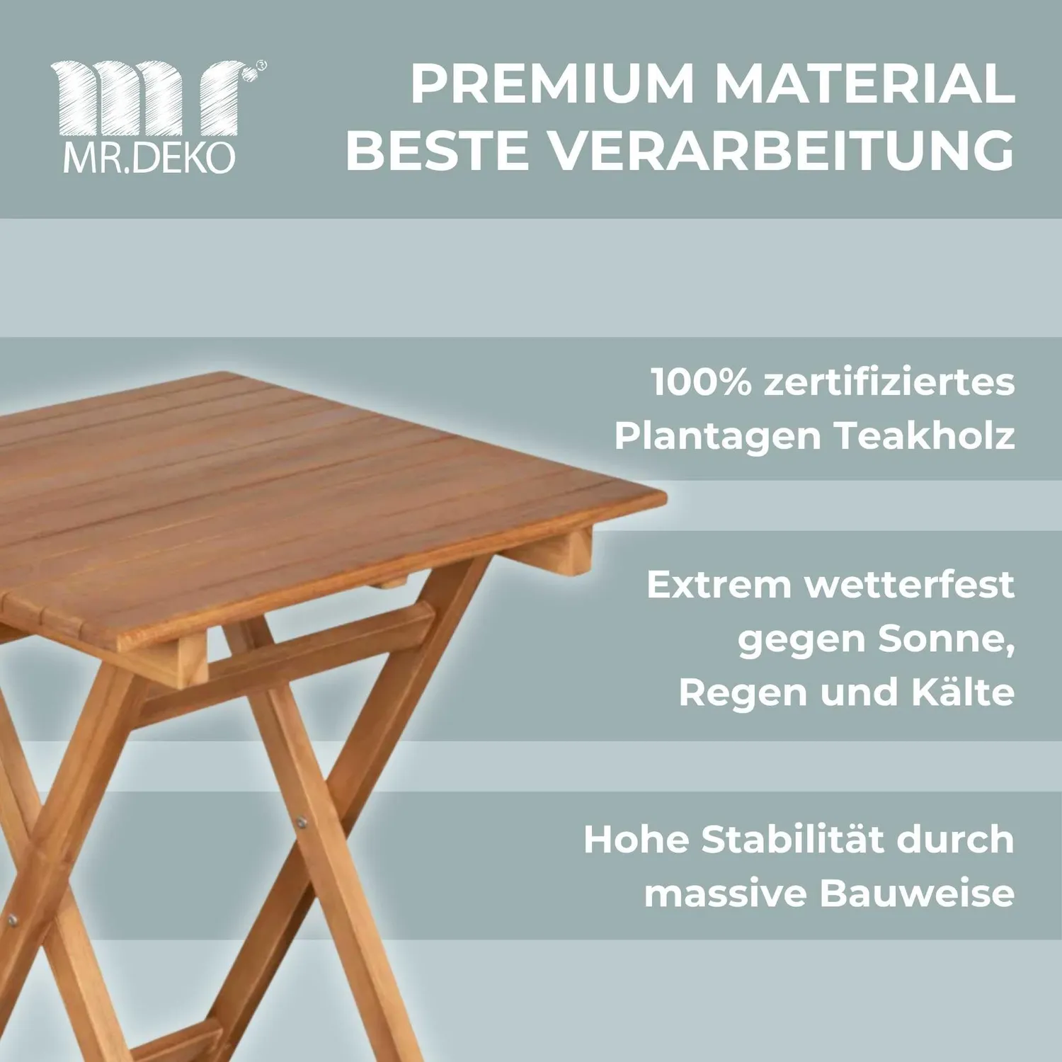 MR.DEKO Andover Porton Gartenmöbel-Set Teakholz 2 Sessel