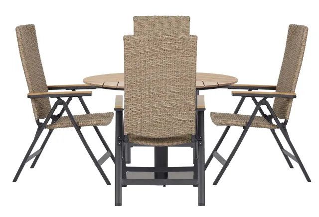 Envy Gartenmöbel-Set für 4 Personen Gartentisch Polyrattan Natur