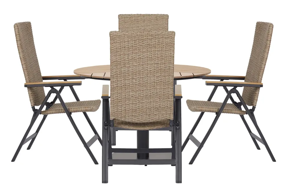 Envy Gartenmöbel-Set für 4 Personen Gartentisch Polyrattan Natur