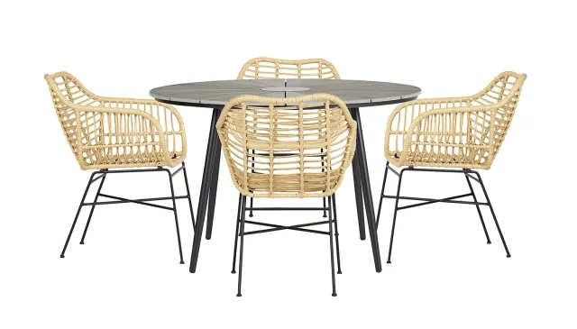 Envy Gartenmöbel-Set 4 Personen Ø120 cm grau Bambusoptik