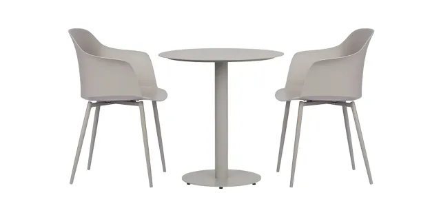 Envy Café-Set Balkonmöbel für 2 Personen Gartentisch 70 cm grau