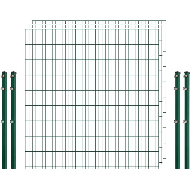 Bellamondo Standard 6/5/6 Doppelstabmattenzaun dunkelgrün 3 Matten