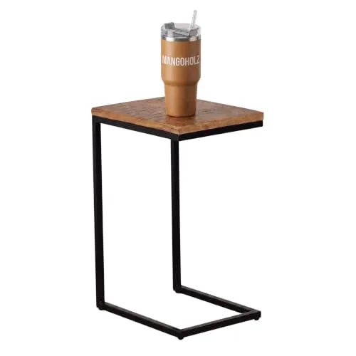 MR.DEKO Materos Beistelltisch 40x30x70 cm Mangoholz C-Design
