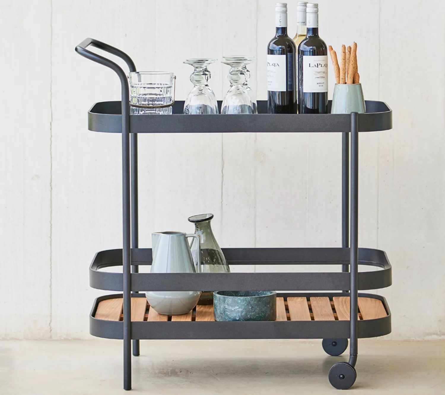 Cane-line Roll Servierwagen Lava Grey Teak