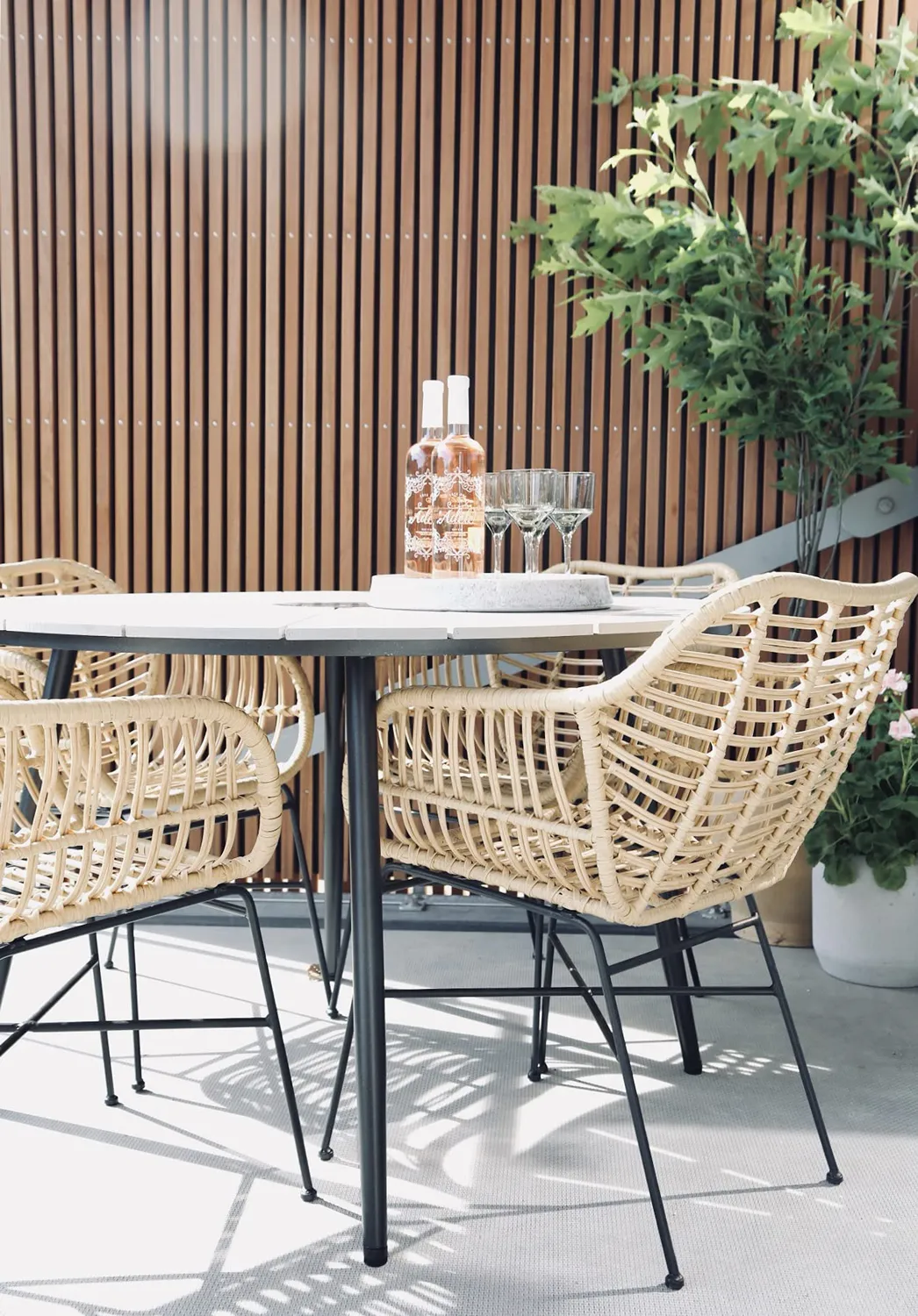 Envy Gartenmöbel-Set 4 Personen Ø120 cm grau Bambusoptik