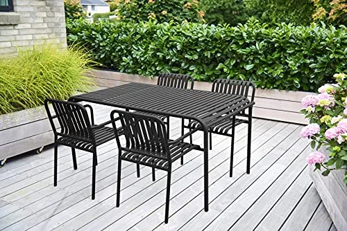 Envy Gartenmöbel-Set 6 Personen 150 cm schwarz Aluminium