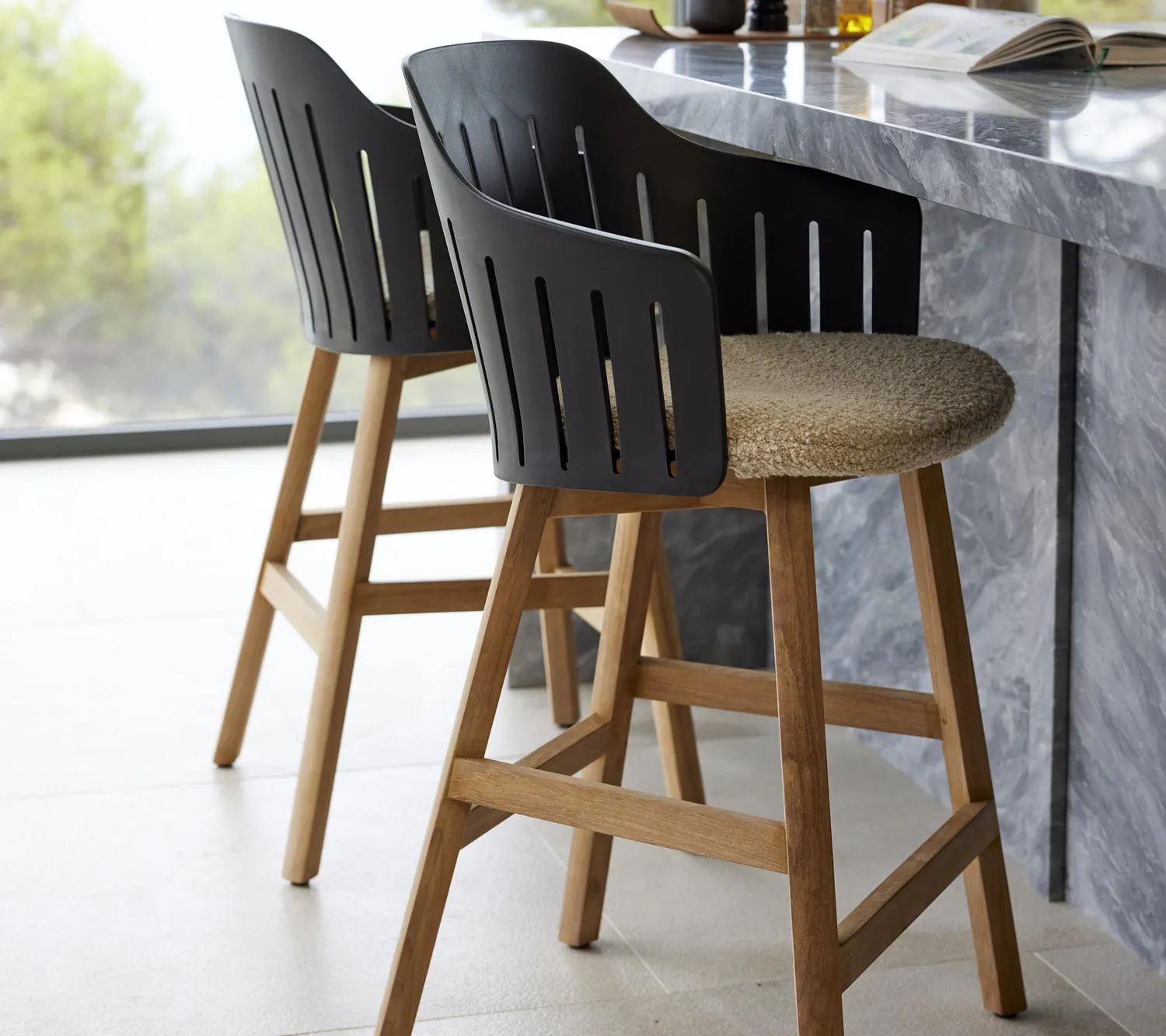 Cane-line Choice Barstuhl Schwarz Teak recycelt