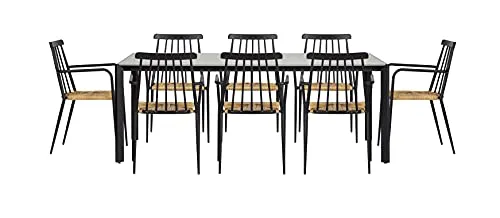Envy Gartentisch 200 Betonoptik Set 8 Stühle schwarz