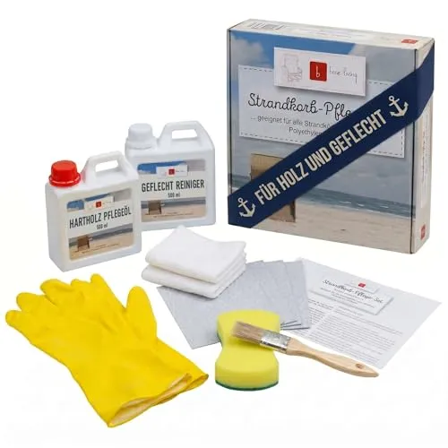 MR.DEKO Strandkorb Pflege-Set Universal 500 ml Holzöl und Reiniger