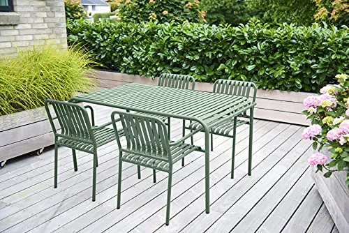 Envy Gartentisch 150 cm Set 6 Stühle dillgrün Alu