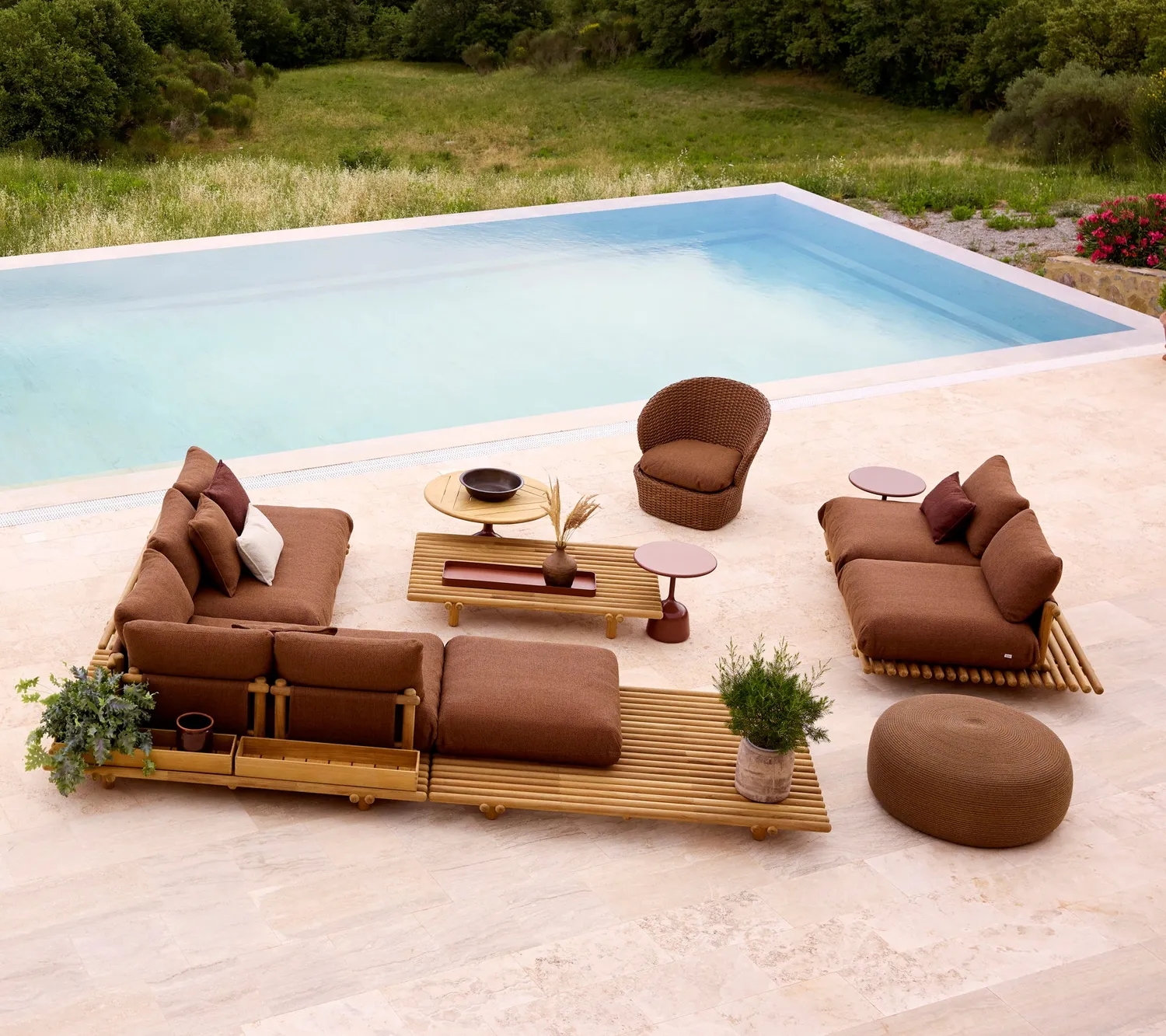 Cane-line Circle Extra Large Fußhocker Umber Brown Soft Rope