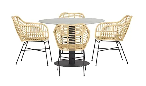 Envy Gartenmöbel-Set 4 Personen rund 110 cm Bambusoptik grau