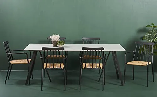 Envy Gartenmöbel-Set 200 cm 6 Personen Polyrattan schwarz