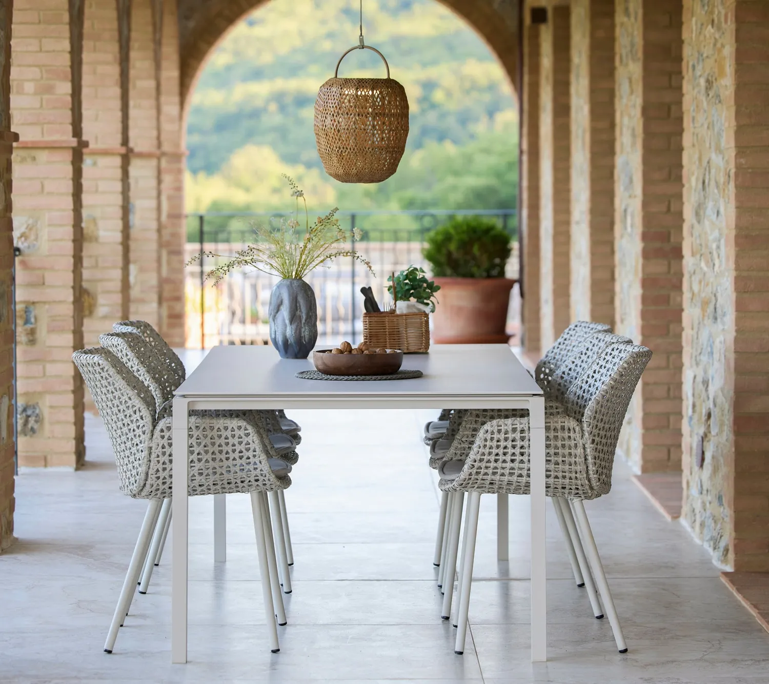 Cane-line Illusion Glow Hängelampe Natural Mini Cross Weave Solar LED