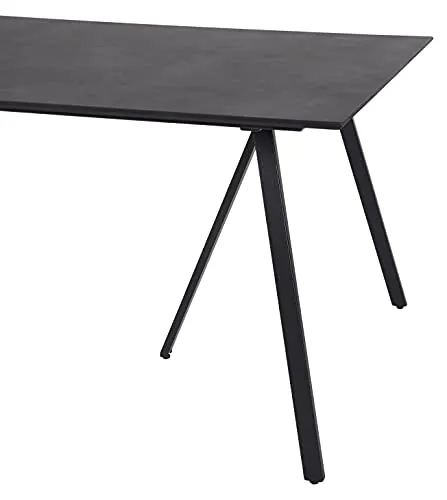 Envy Gartenmöbel-Set 200 cm Schwarz + 6 Rattanstühle Lehne