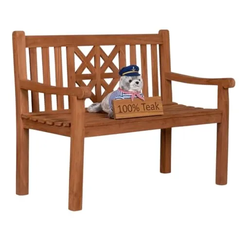 MR.DEKO Sailor Friesenbank 120 cm Teak Gartenbank wetterfest