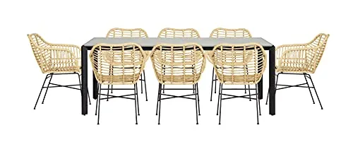 Envy Gartentisch 200 Betonoptik Set 8 Stühle Bambus