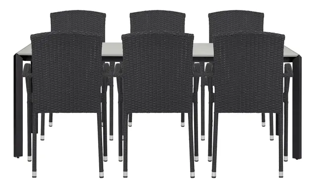 Envy Gartenmöbel-Set 6 Personen 200 cm Betonoptik schwarz