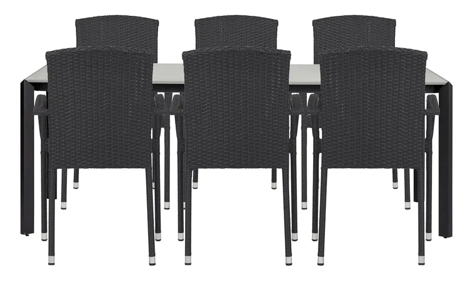 Envy Gartenmöbel-Set 6 Personen 200 cm Betonoptik schwarz