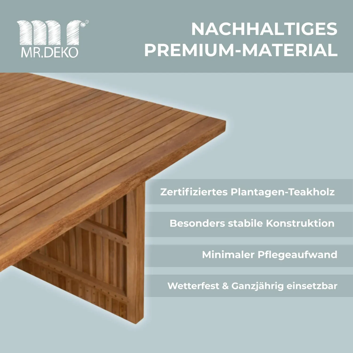 MR.DEKO Ashford Gartenmöbel-Set Bierzeltgarnitur Teakholz 180 cm