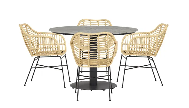 Envy Gartenmöbel-Set rund 110 cm 4 Personen Bambusoptik
