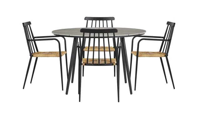 Envy Gartenmöbel-Set 4 Personen Ø120 cm grau stapelbar Polyrattan