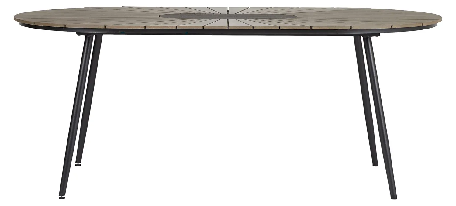Envy Gartenmöbel-Set 6 Pers. Tisch 195 cm Schwarz Stapelbar