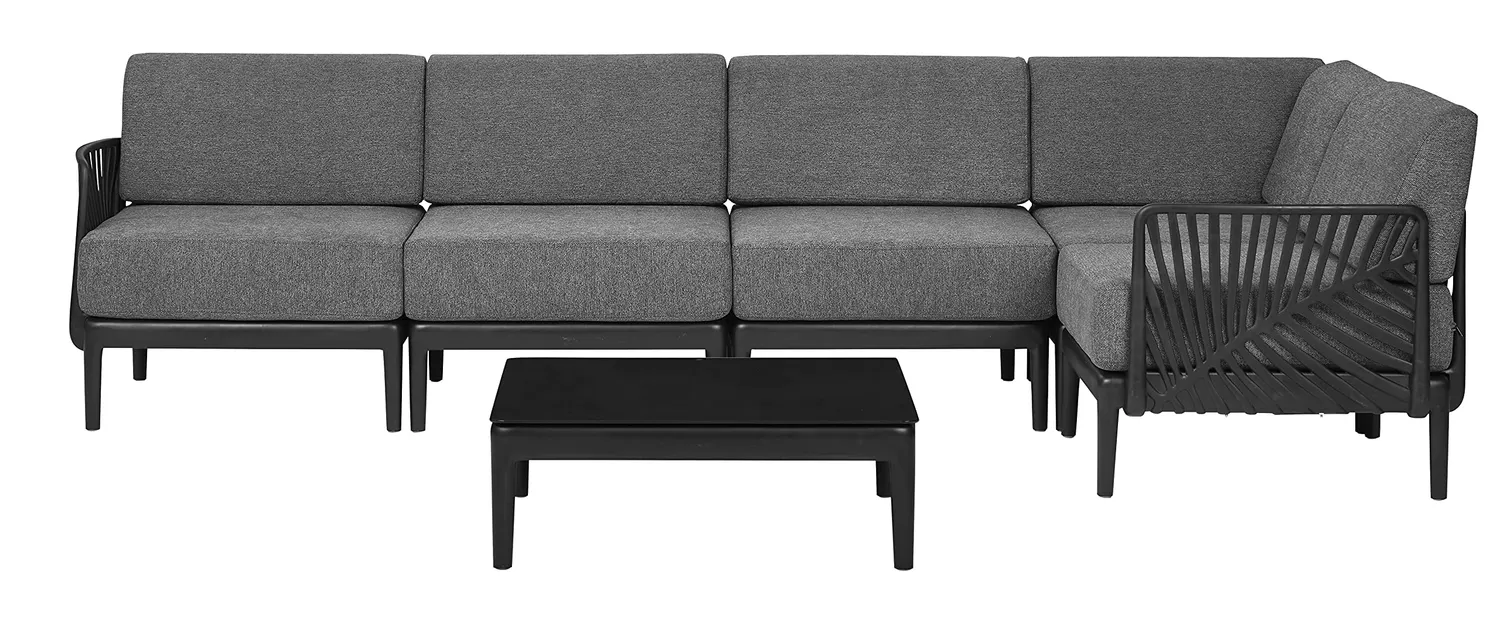 Envy Lounge-Set 5 Personen Bambus-Look Sofa Stühle Tisch Kissen