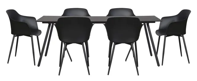 Envy Gartenmöbel-Set 6 Personen 200 cm schwarz pflegefrei