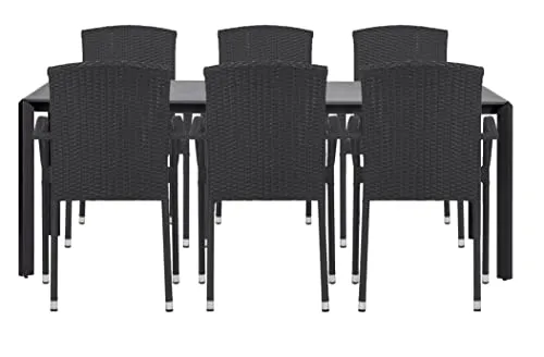 Envy Gartenmöbel-Set 200 cm dunkelgrau für 6 Personen Polyrattan