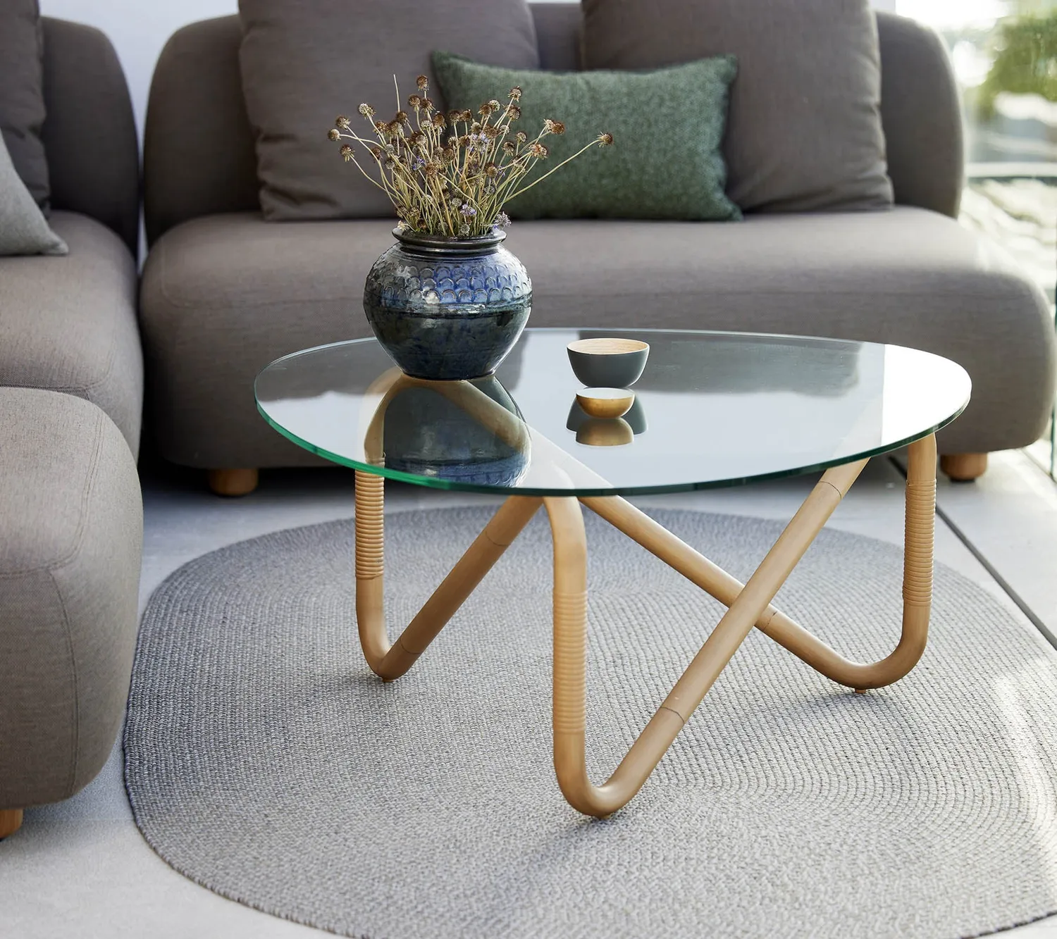 Cane-line Wave Couchtisch schwarz Rattan Glas