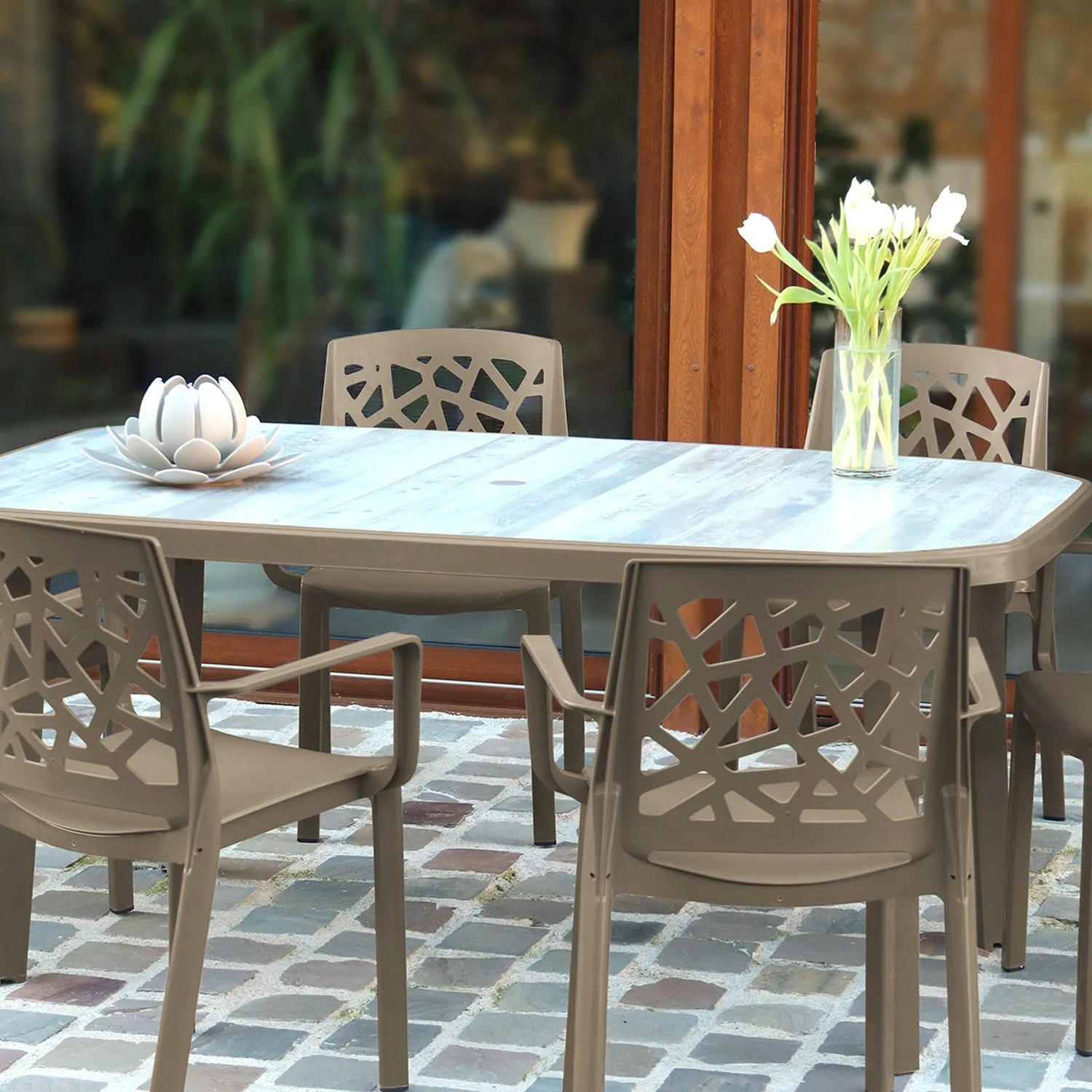 Grosfillex Nordic Gartentisch 165x100 cm taupe Kunststoff