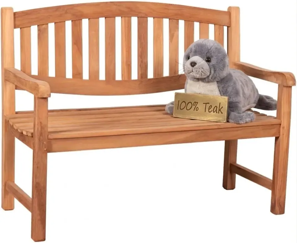 MR.DEKO Bradford Gartenbank 2-Sitzer Teak 120 cm wetterfest