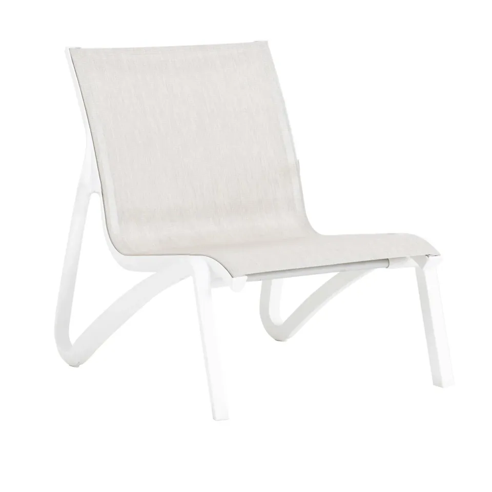 Grosfillex Sunset Loungesessel Garten Weiß Beige Outdoor