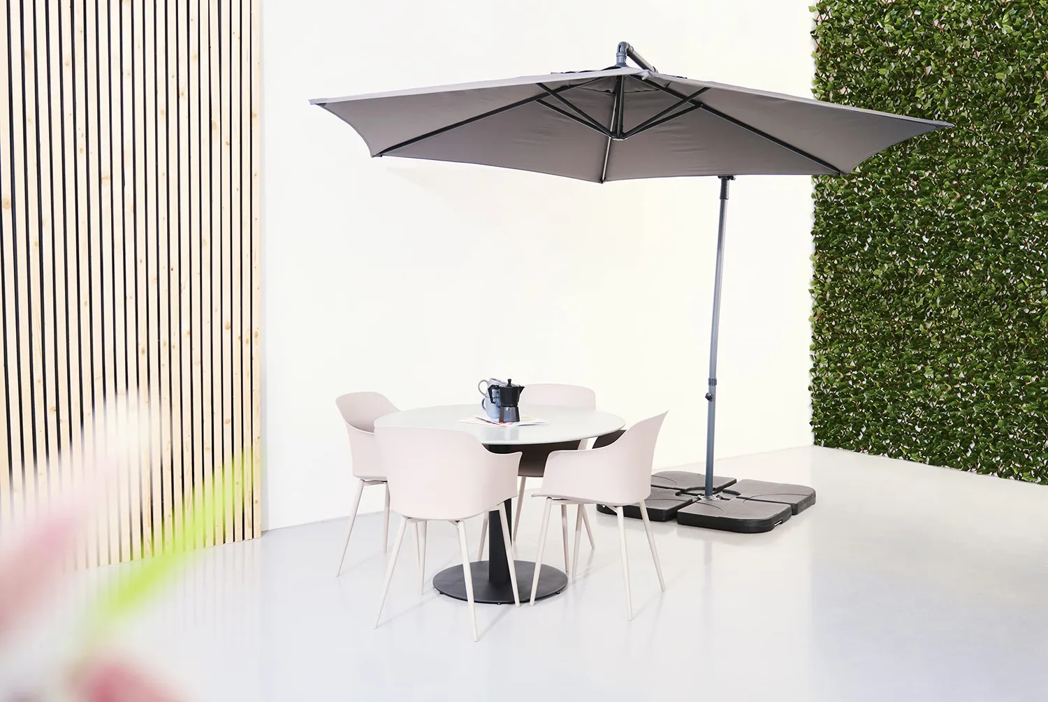 Envy Gartenmöbel-Set für 4 Personen Gartentisch grau 110 cm feuersteingrau