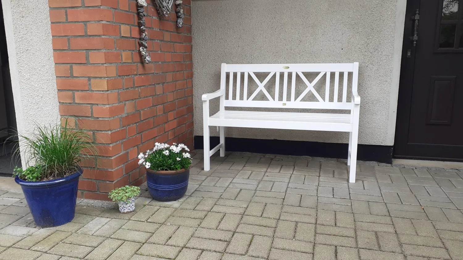 Garden-Pleasure Lübeck Gartenbank 2-Sitzer 120 cm Weiß Washed