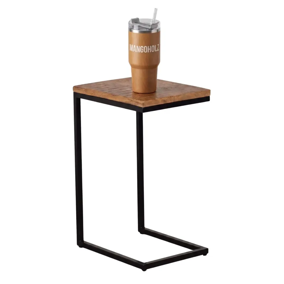 MR.DEKO Materos Beistelltisch 40x30x70 cm Mangoholz C-Design