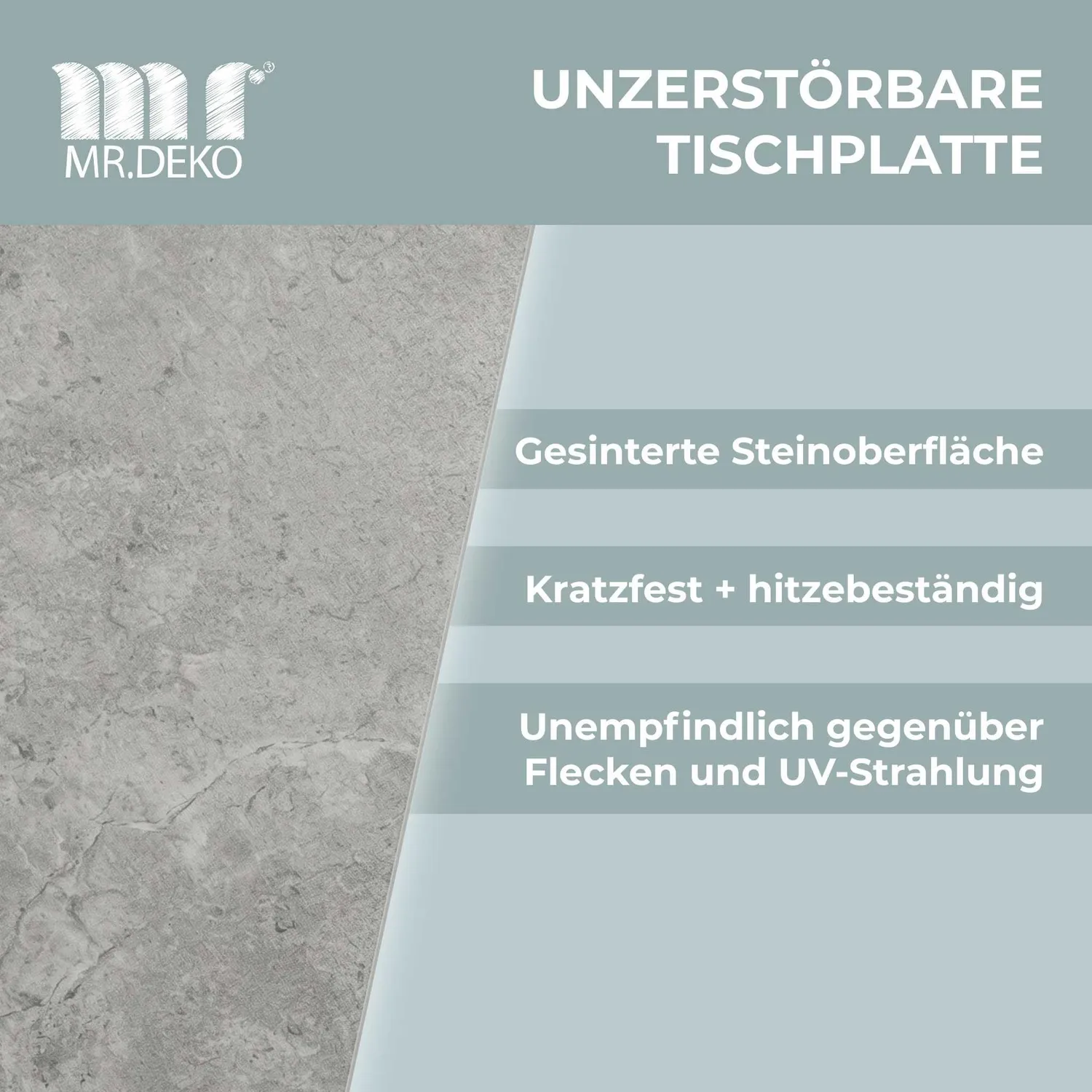 MR.DEKO Dalias Beistelltisch 2er Set Grau Sinterstein