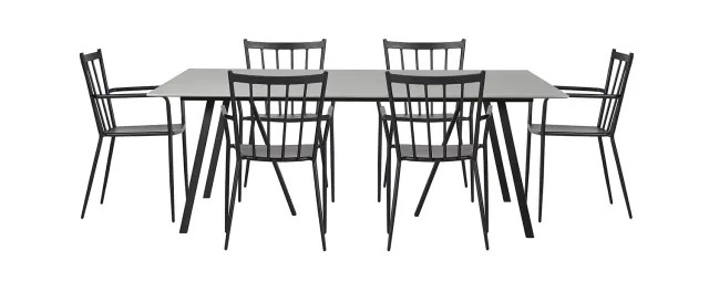 Envy Gartenmöbel-Set 200 cm 6 Personen Sprossenlehne