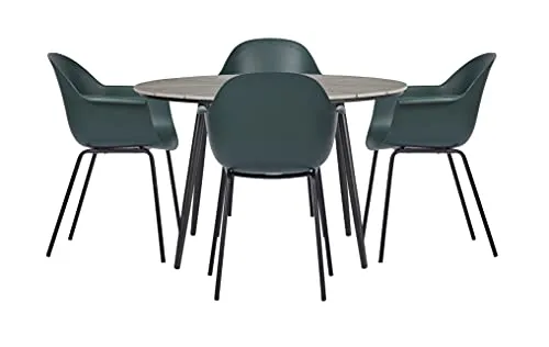 Envy Gartenmöbel-Set Rund 120 cm Grau 4 Stühle Grün