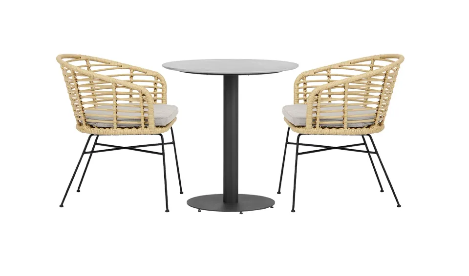 Envy Café-Set/Balkon möbel für 2 Personen Gartentisch Polyrattan natur