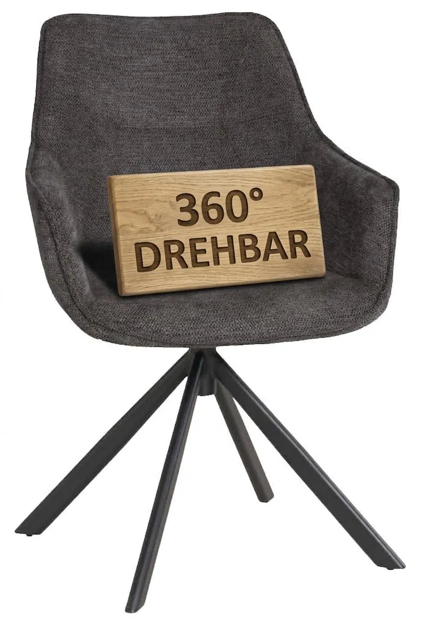 MR.DEKO San Carlo Diningsessel 4er-Set Drehbar Stoff