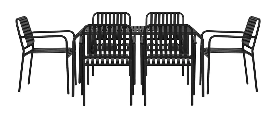 Envy Gartenmöbel-Set 6 Personen 150 cm schwarz Aluminium