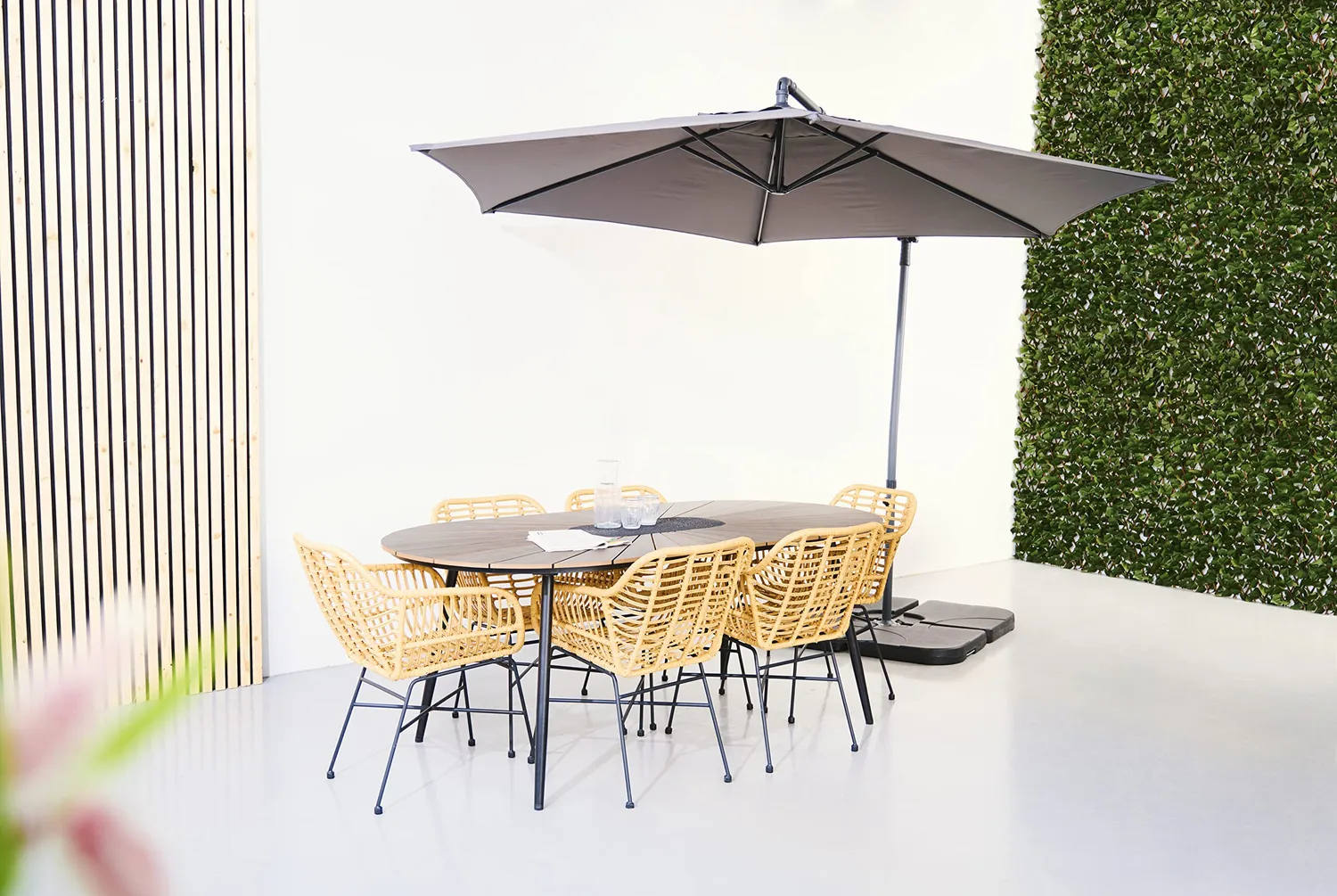 Envy Gartenmöbel-Set 6 Pers. Tisch 195 cm Bambusoptik Braun