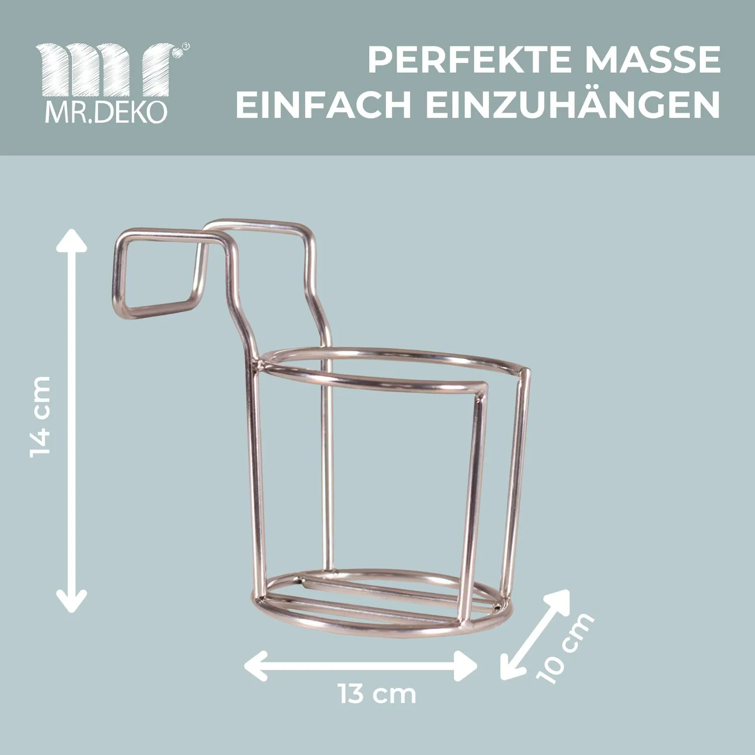 MR.DEKO Strandkorb Zubehör Becherhalter Edelstahl Getränkehalter