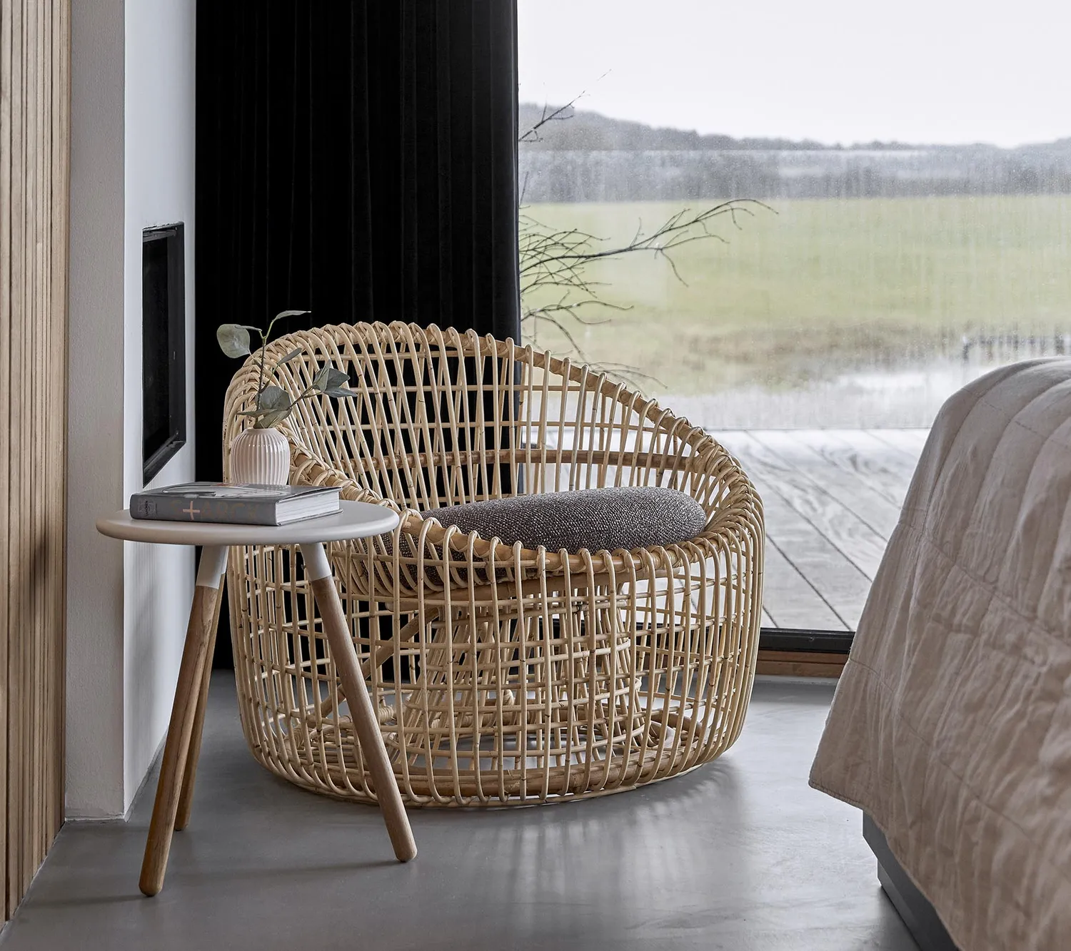 Cane-line Nest Round Chair Rattansessel natur mit Kissen-Set